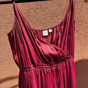 GAP Pleated Midi Ruby Red Dress